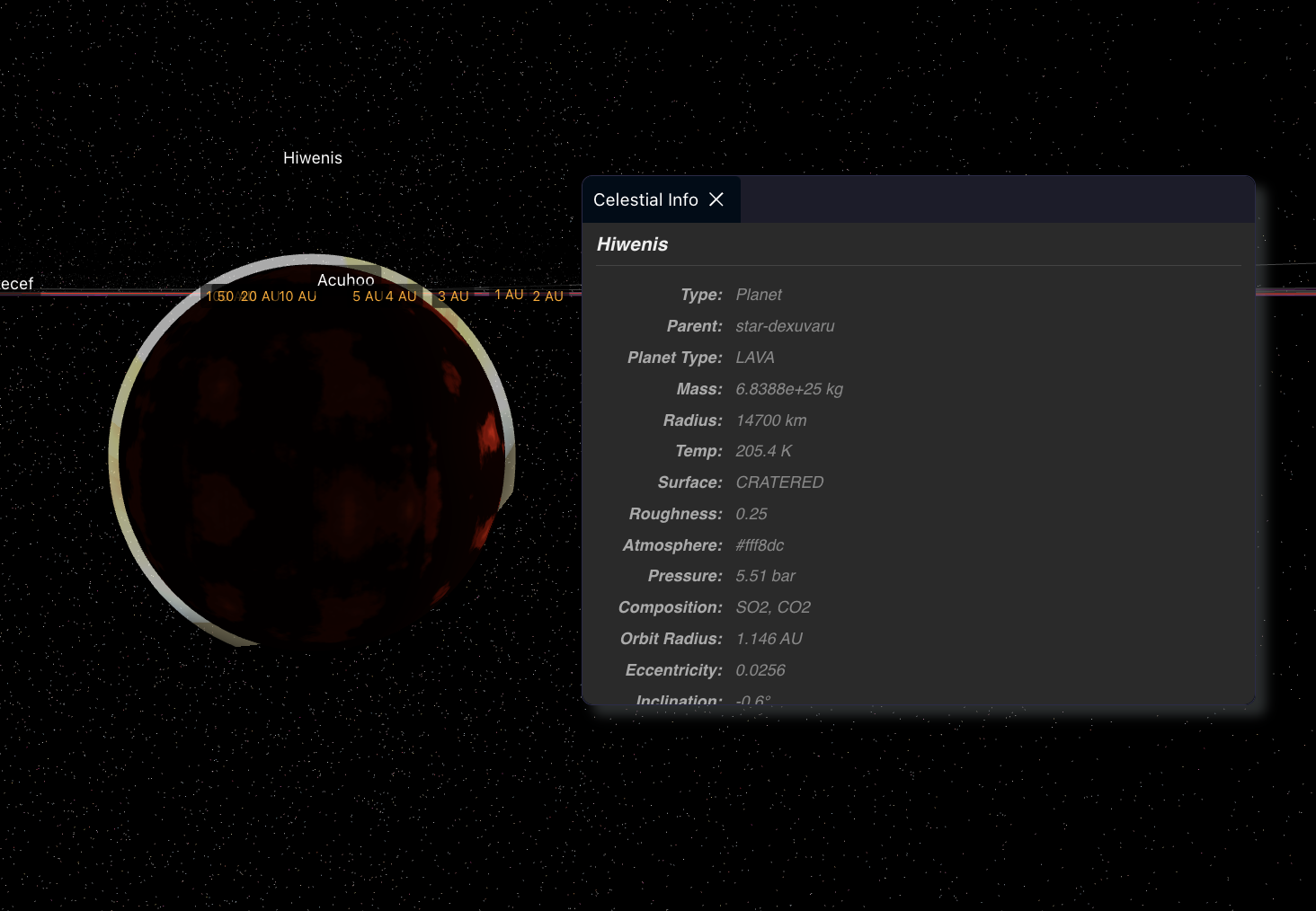 A screenshot of a neutron star in Teskooano